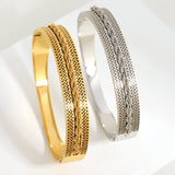 316L Stainless Steel Twisted Chain Charm Bracelet Wide Bangle