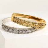 316L Stainless Steel Twisted Chain Charm Bracelet Wide Bangle