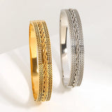 316L Stainless Steel Twisted Chain Charm Bracelet Wide Bangle