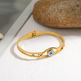 Boho Stainless Steel Evil Eye Bangle Bracelet for Women
