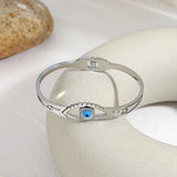 Boho Stainless Steel Evil Eye Bangle Bracelet for Women