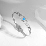 Boho Stainless Steel Evil Eye Bangle Bracelet for Women