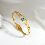 Boho Stainless Steel Evil Eye Bangle Bracelet for Women