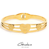 Chunky Stainless Steel Textured Love Heart Charm Bangles Bracelets for Women