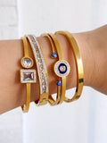 Evil Eye Charm Bracelet 18K Plated Stainless Steel Bangle for Women
