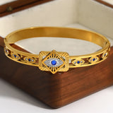 Cubic Zirconia Evil Eye Stainless Steel Bracelet for Women
