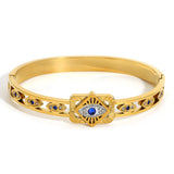 Cubic Zirconia Evil Eye Stainless Steel Bracelet for Women