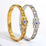 Cubic Zirconia Evil Eye Stainless Steel Bracelet for Women