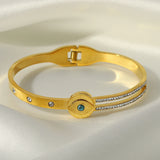 Natural Stone Eye Stainless Steel Bangles Bracelets for Women
