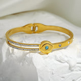 Natural Stone Eye Stainless Steel Bangles Bracelets for Women