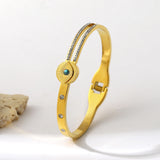 Natural Stone Eye Stainless Steel Bangles Bracelets for Women