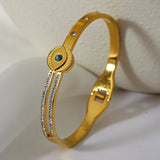 Natural Stone Eye Stainless Steel Bangles Bracelets for Women