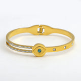 Natural Stone Eye Stainless Steel Bangles Bracelets for Women