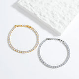 CZ Chain Bracelet Silver Stainless Steel Bangle Party Jewelry