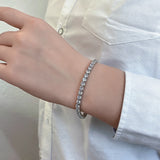 CZ Chain Bracelet Silver Stainless Steel Bangle Party Jewelry