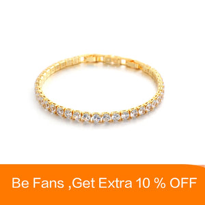 CZ Chain Bracelet Silver Stainless Steel Bangle Party Jewelry