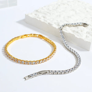 CZ Chain Bracelet Silver Stainless Steel Bangle Party Jewelry