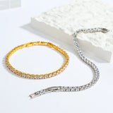 CZ Chain Bracelet Silver Stainless Steel Bangle Party Jewelry