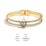 CZ Heart Charm Stainless Steel Bracelet Anniversary Jewelry Gift