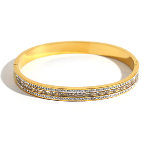 Geometric Rhinestone Charm Bangles Bracelets for Women Plated Bracelet