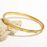 316L Stainless Steel CZ Bangles Bracelets for Women Plated Metal Waterproof