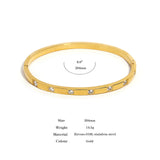 316L Stainless Steel CZ Bangles Bracelets for Women Plated Metal Waterproof