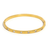 316L Stainless Steel CZ Bangles Bracelets for Women Plated Metal Waterproof