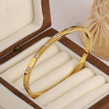 316L Stainless Steel CZ Bangles Bracelets for Women Plated Metal Waterproof