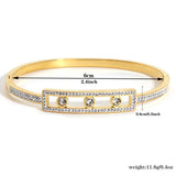 Geometric CZ Charm Stainless Steel Cuff Bracelet Bangle