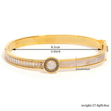 CZ Round Shell Charm Stainless Steel Bangles Bracelets for Women