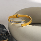 CZ Stainless Steel Cuff Bracelet Bangle Women Charm Jewelry