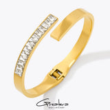 CZ Stainless Steel Cuff Bracelet Bangle Women Charm Jewelry
