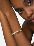 CZ Stainless Steel Cuff Bracelet Bangle Women Charm Jewelry