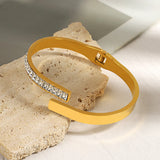 CZ Stainless Steel Cuff Bracelet Bangle Women Charm Jewelry