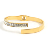 CZ Stainless Steel Cuff Bracelet Bangle Women Charm Jewelry