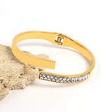 CZ Stainless Steel Cuff Bracelet Bangle Women Charm Jewelry