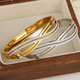 Rhinestone Intersect Steel Bracelet for Women, Waterproof Charm Jewelry