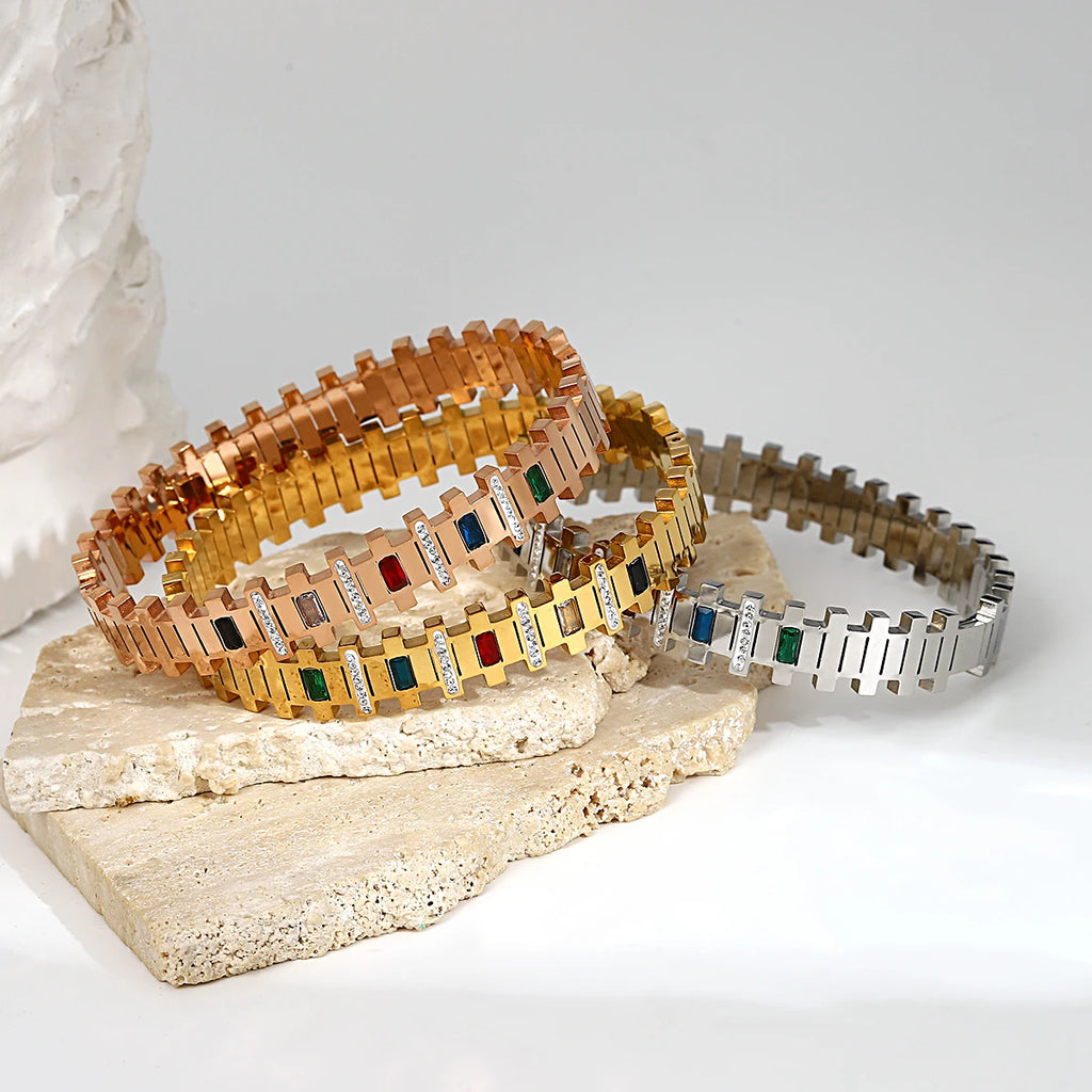 Geometric Stainless Steel Bangles for Women
