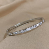 CZ Stainless Steel Cuff Bracelet for Women Waterproof Jewelry