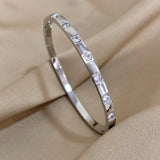 CZ Stainless Steel Cuff Bracelet for Women Waterproof Jewelry