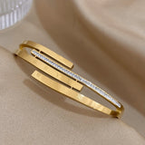 Rhinestone Roman Numerals Stainless Steel Bracelet