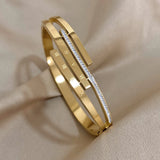 Rhinestone Roman Numerals Stainless Steel Bracelet