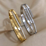 Rhinestone Roman Numerals Stainless Steel Bracelet