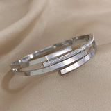Rhinestone Roman Numerals Stainless Steel Bracelet