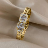 Stainless Steel Cuff Bracelet with Cubic Zirconia - Party Jewelry