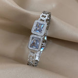 Stainless Steel Cuff Bracelet with Cubic Zirconia - Party Jewelry