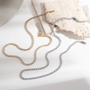 CZ Stainless Steel Choker Necklace Women Party Jewelry