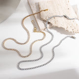 CZ Stainless Steel Choker Necklace Women Party Jewelry