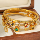 Red Enamel Heart Star Cube Charm Bangles for Women