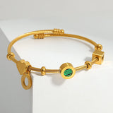 Red Enamel Heart Star Cube Charm Bangles for Women